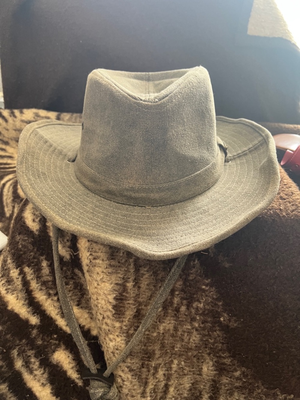 Stetson Green Canvas Outback Hat with Chin Cord